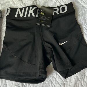 Nike Pro Black Shorts with White Logo